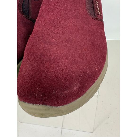 Skechers Goga Max Women's Size 8 Red Mulberry Leather Suede Slip On Mule Shoes - Picture 5 of 10